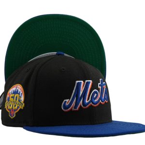 New Era New York Mets 50th Anniversary 59FIFTY Fitted Blk/ blau mit grünem Boden 7676492415036