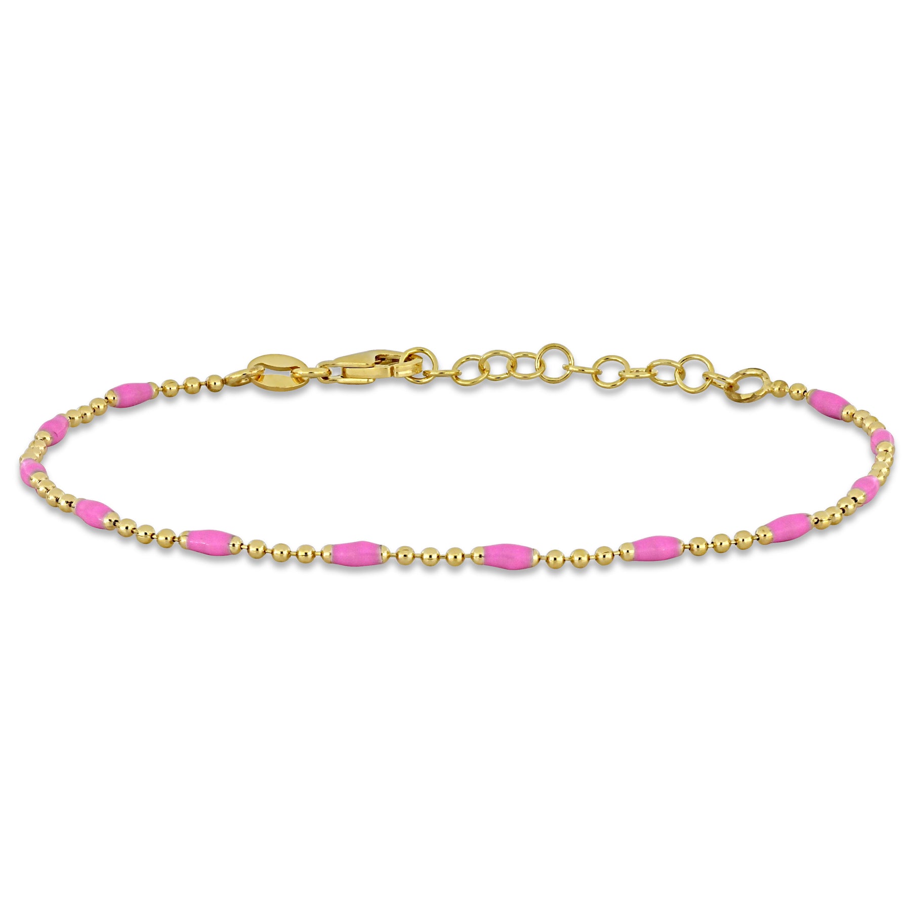Mimi & Max Rosa Emaille 1.5mm Ball Link Armband in Sterling Silber – 6.5+1 in