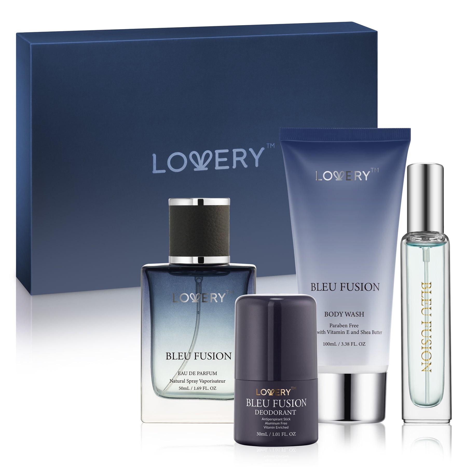 5-teiliges Bleu Fusion Bad & Körperpflege Geschenkset mit Parfüm, Köln & mehr