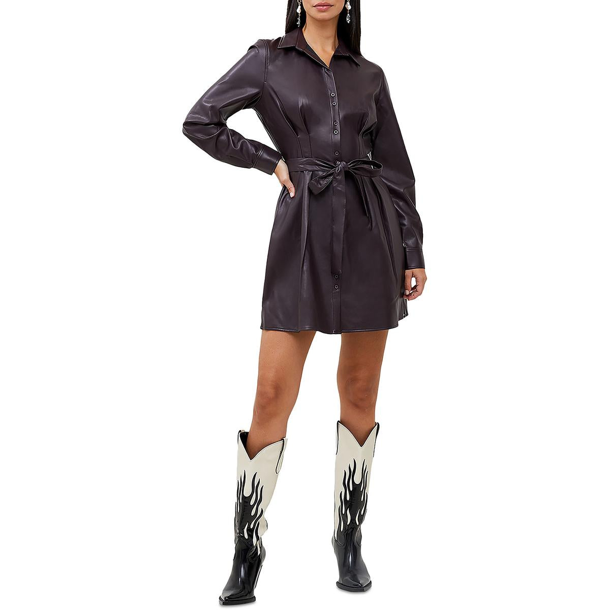 Crolenda Kunstleder beschichtetes Hemdkleid