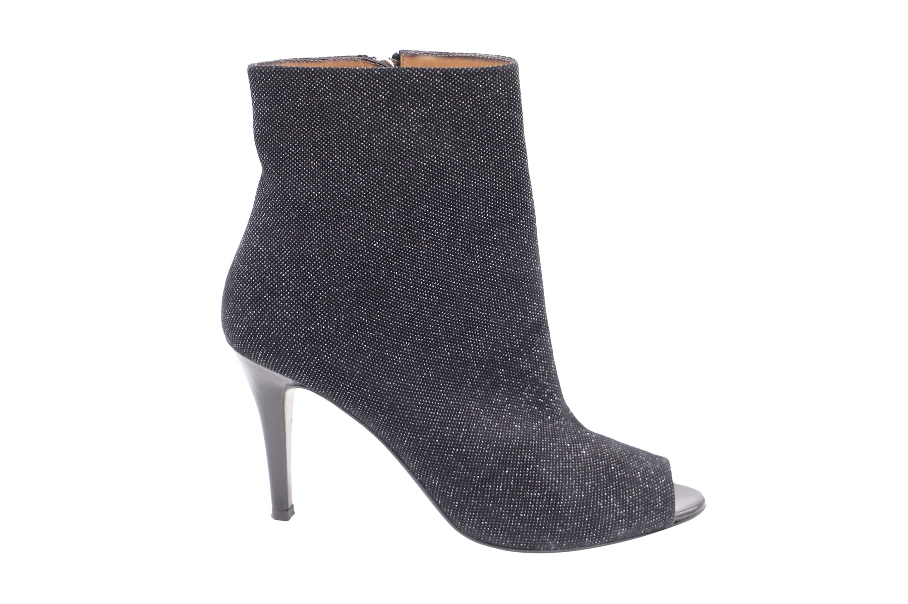 Fratelli Rossetti Metallic Stiefel mit offener Zehe aus schwarzem Leder