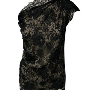 Lanvin One Shoulder Top in schwarze Spitze 7766517284924