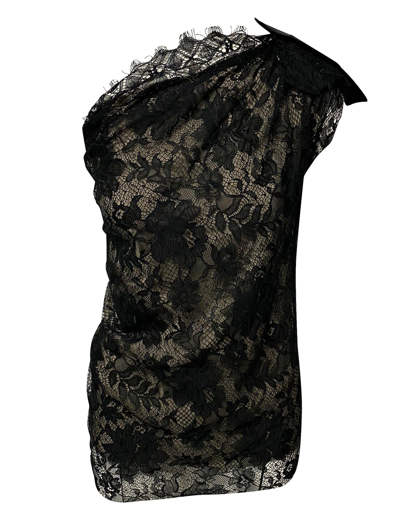 Lanvin Einschultriges Top in schwarzer Spitze