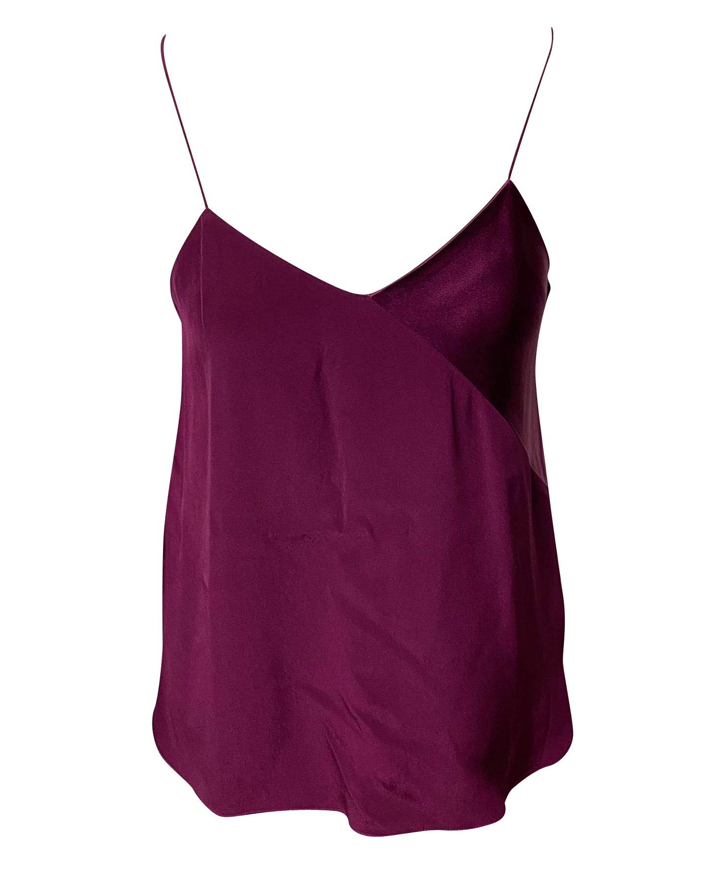 Tibi Slip Top mit V-Ausschnitt aus lila Seide