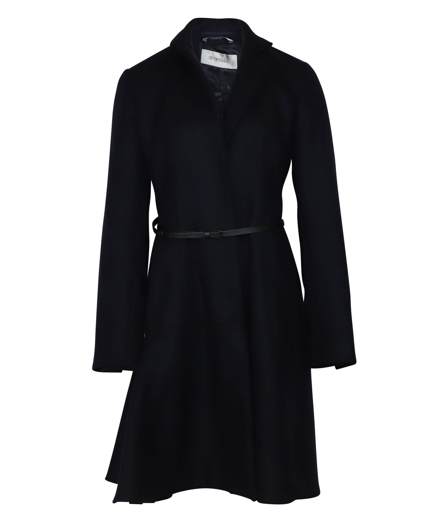 Sportmax Malia Gürtelmantel aus Mitternachtsblauer Wolle