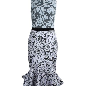 Mary Katrantzou Blumen-Midikleid aus hellblauem Polyester 7766519185468