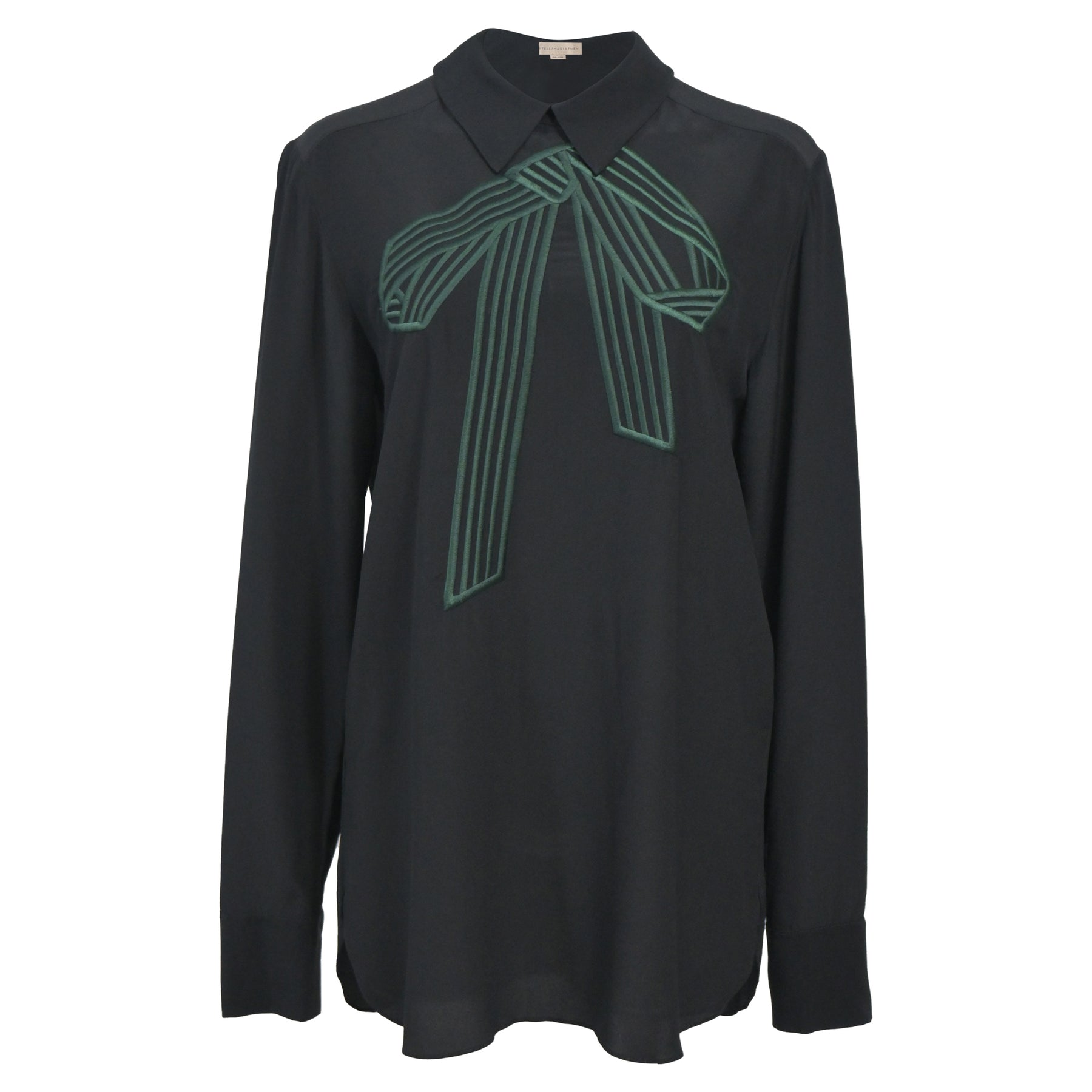 Stella McCartney Bow Detail Bluse aus schwarzer Seide