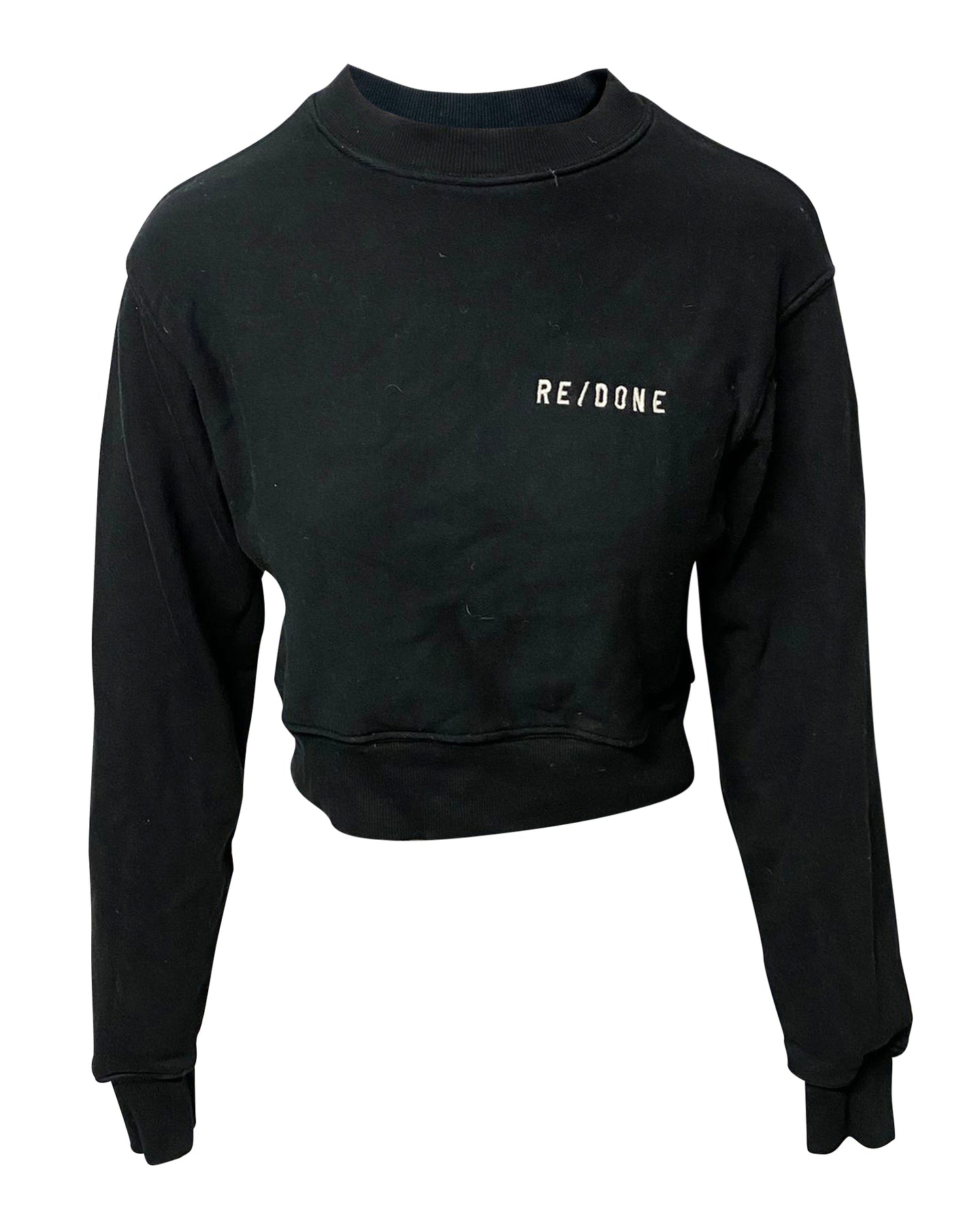 Re/done Sweatshirt mit Rundhalsausschnitt aus schwarzer Baumwolle