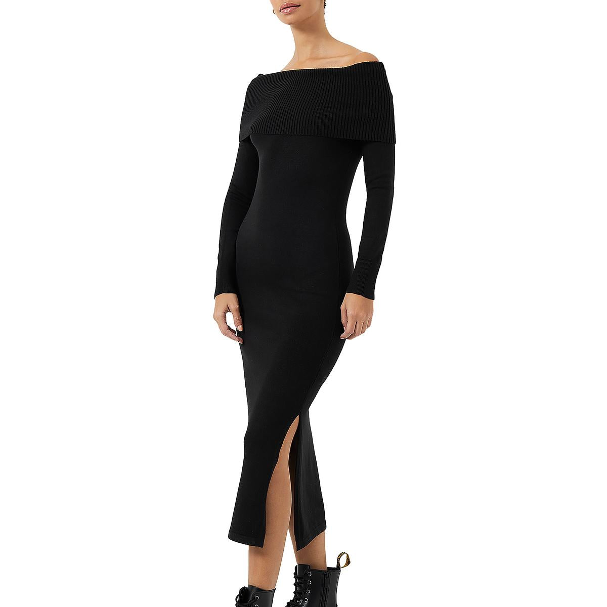 Off-the-Shoulder Midi-Pulloverkleid