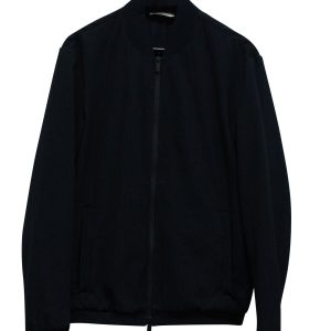 Armani Seersucker Bomberjacke aus marineblauer Baumwolle