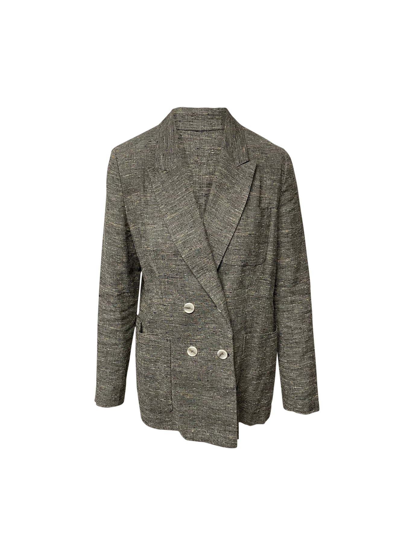 Isabel Marant Kelis Zweireihige Donegal Jacke aus grauer Seide