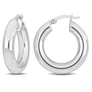 Mimi & Max 25 x 5 mm runde Creolen aus Sterlingsilber