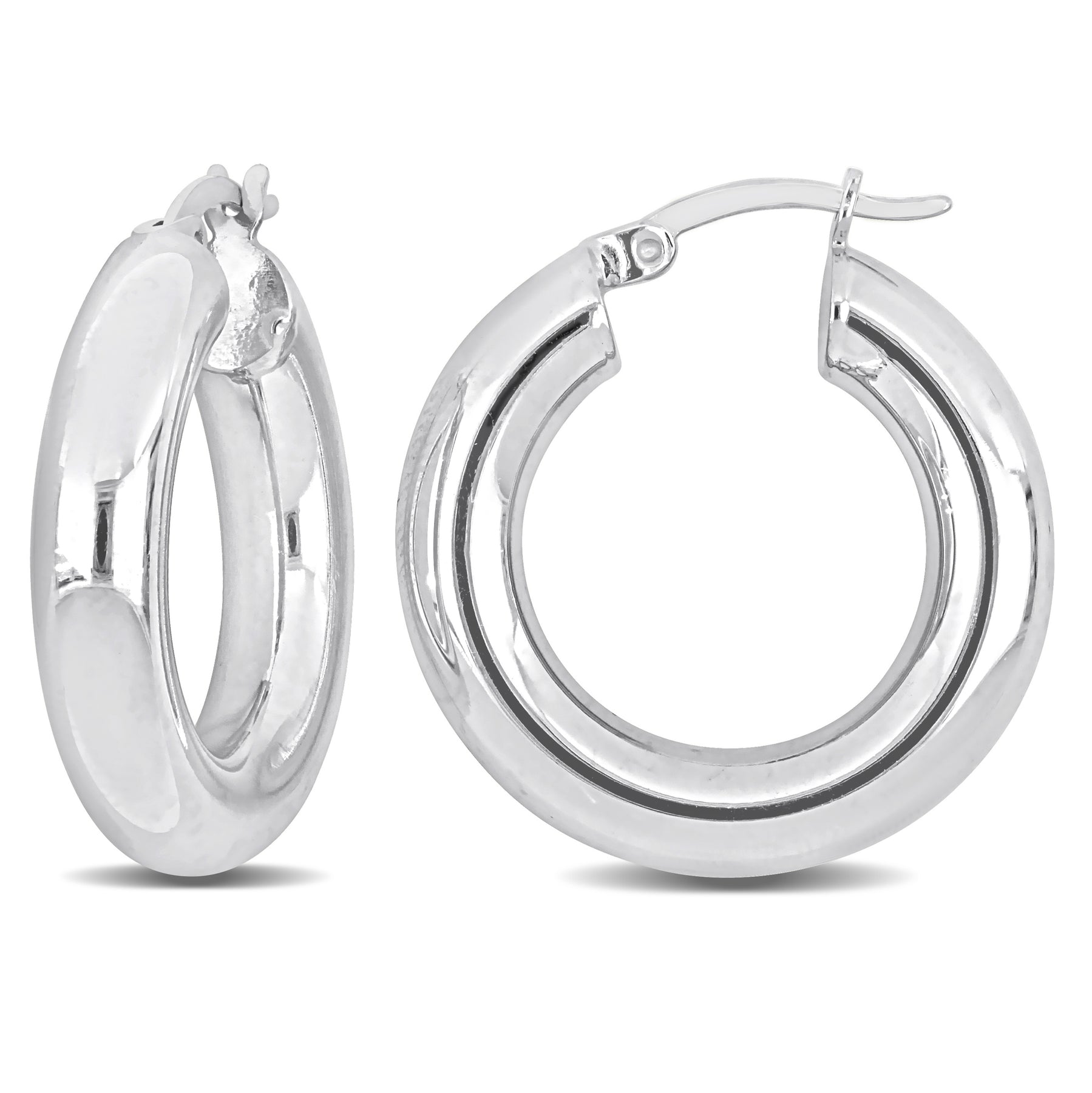 Mimi & Max 25x5mm Runde Creolen in Sterling Silber