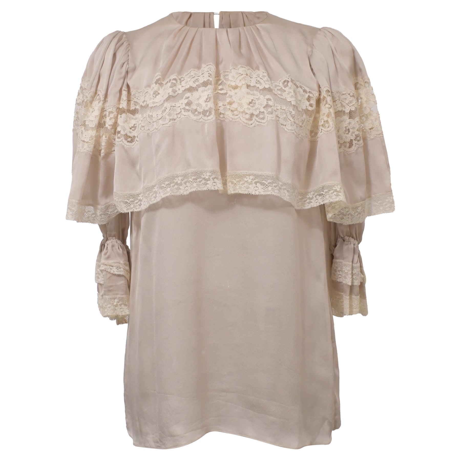 Dolce & Gabbana Bluse aus Spitze mit Rüschenmuster in Beige