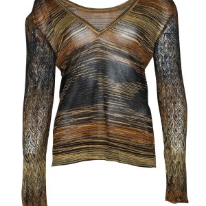 Missoni V Neck Metallic Pullover in braunem Rayon – 7766507880508