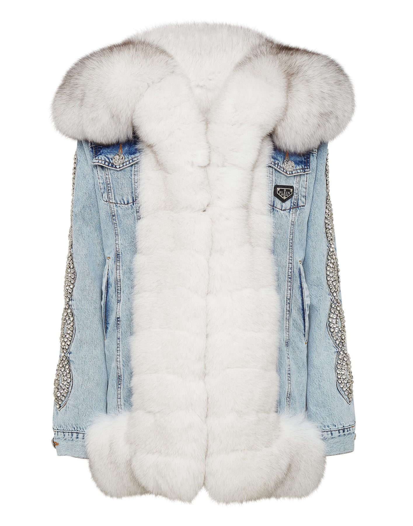 Denim Jacke Kristall Kabel