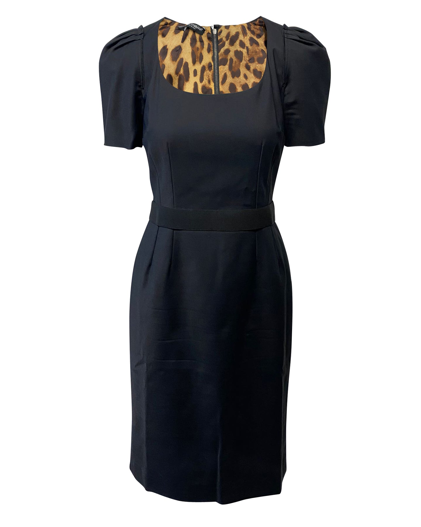 Dolce & Gabbana Cady Midikleid aus schwarzem Polyamid