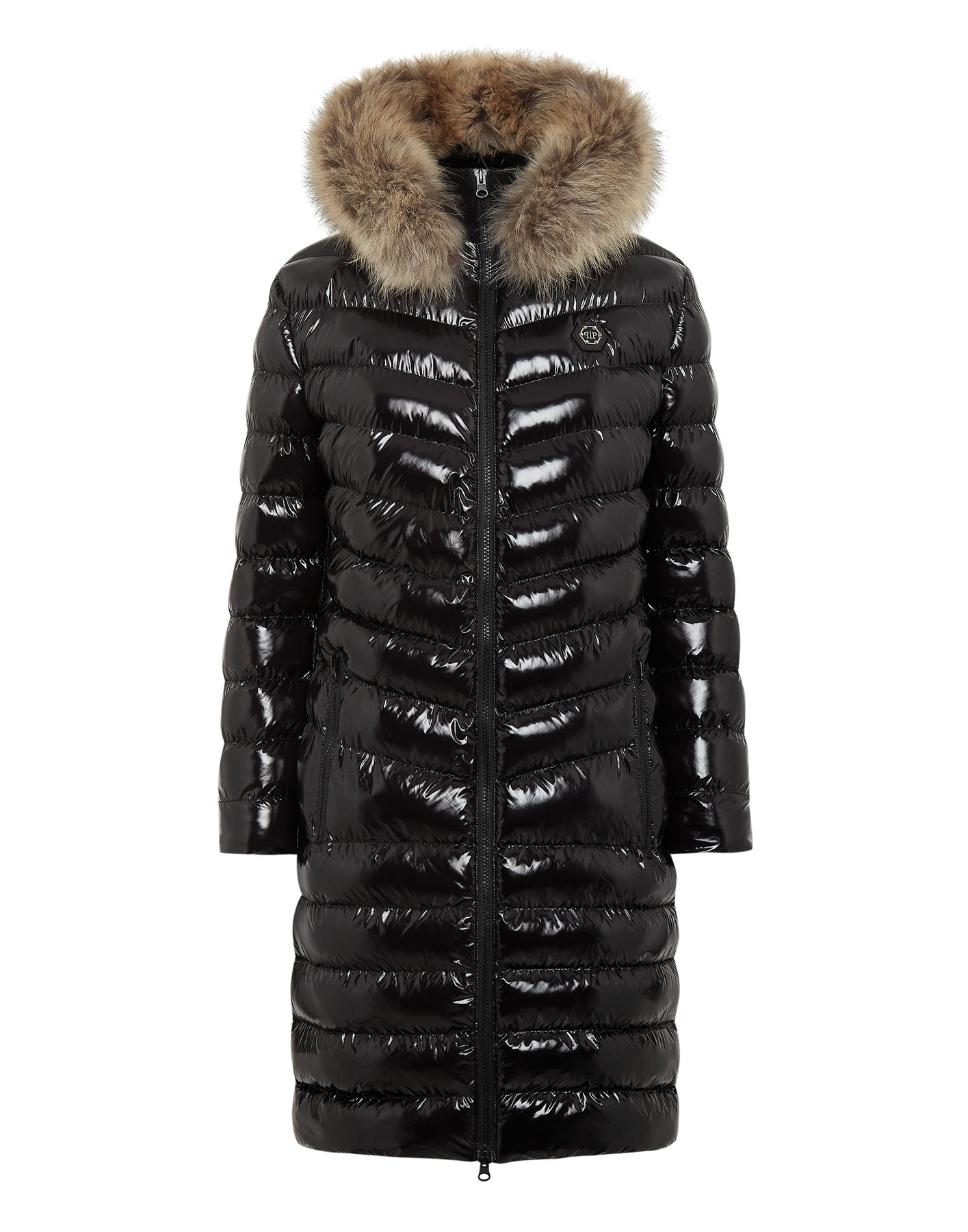 Nylon lange Daunenjacke