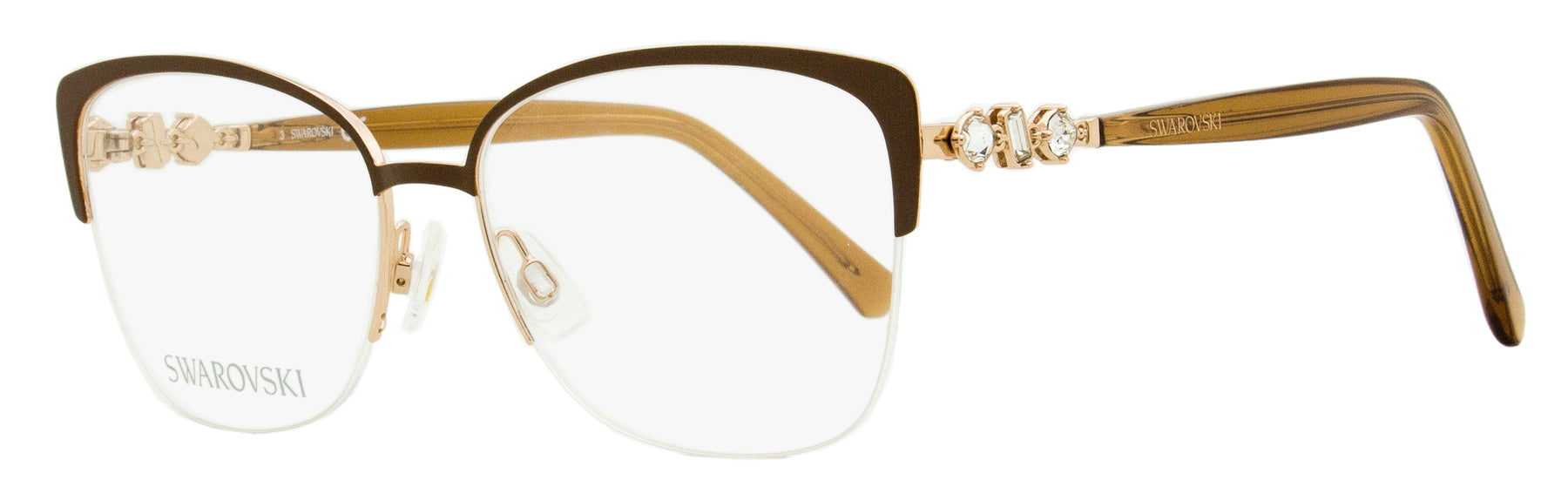Swarovski Halbrandlose Brillen für Damen SK5444 071 Braun 54mm