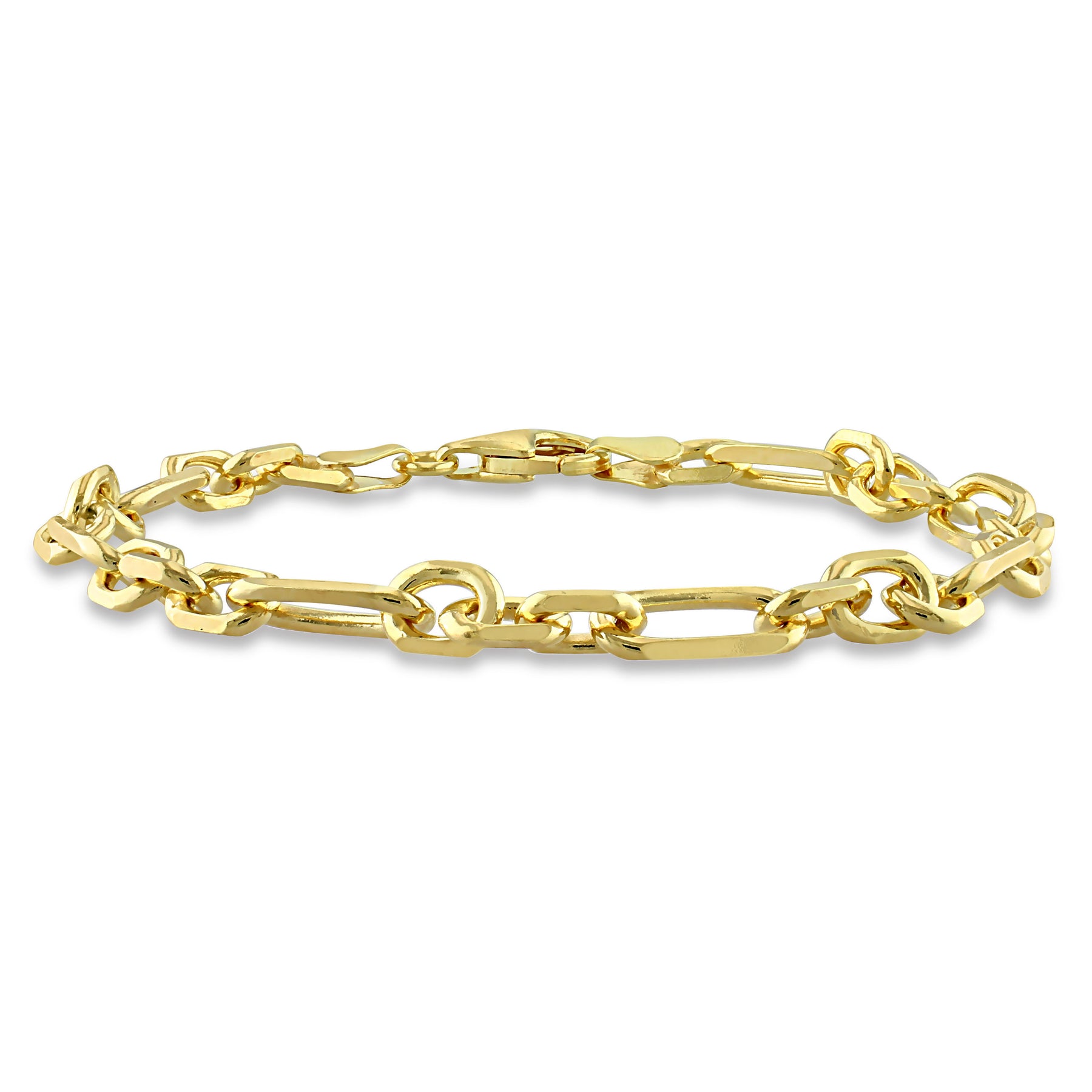 Mimi & Max 6mm Diamantschliff Figaro Kette Armband in Gelb überzogen Sterling Silber – 9 Zoll