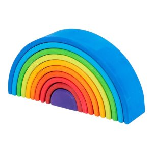 10 Stück Hölzerne Regenbogen Stapeln Puzzle Blöcke in Sonnenuntergang Farbe