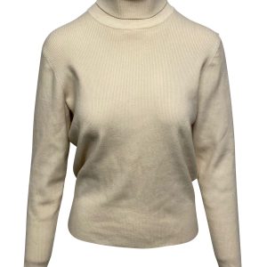 Victoria Victoria Beckham Rollkragenpullover mit Knopf hinten aus cremefarbener Wolle