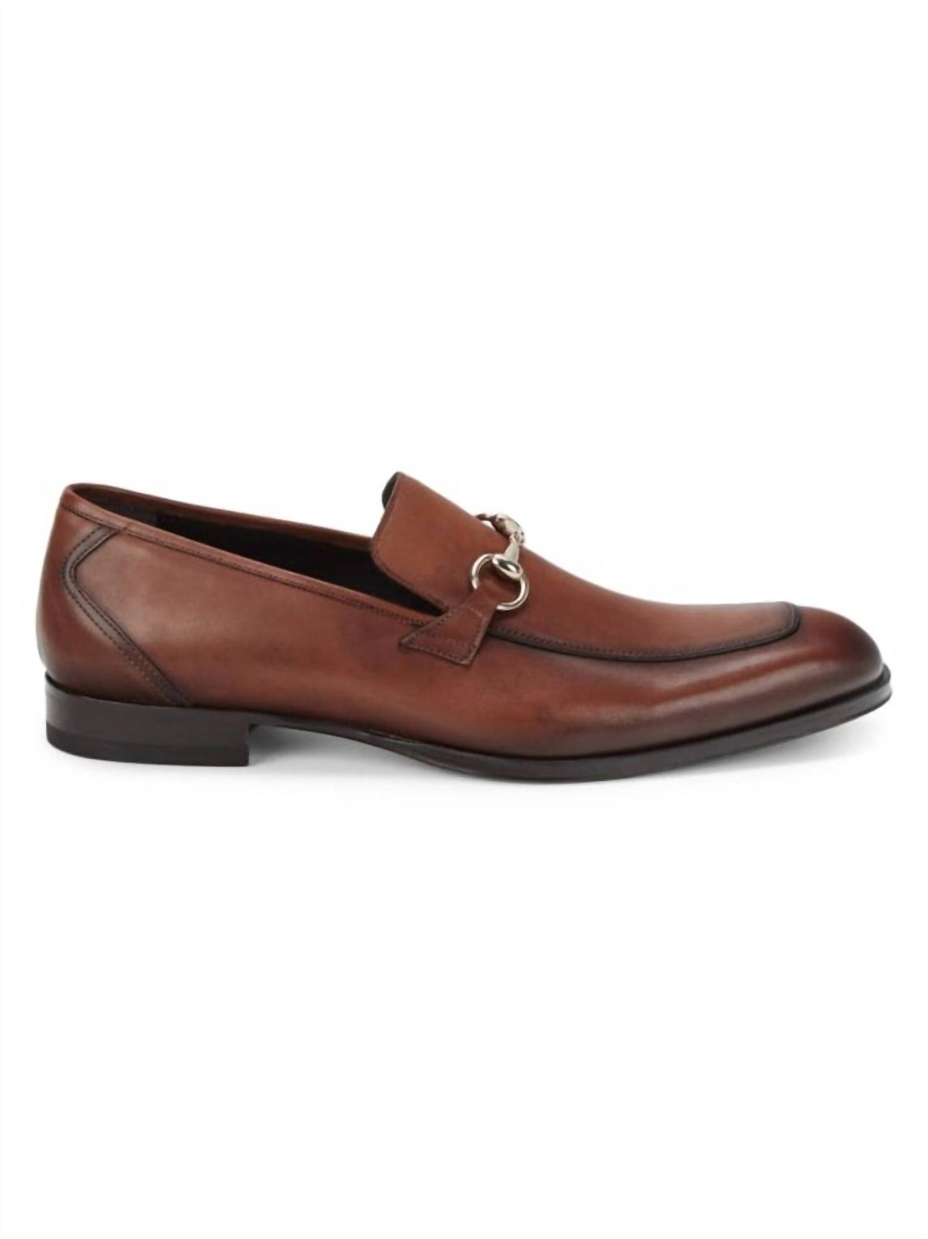 Herren Schürze Leder Bit Loafer im dunklen Cognac