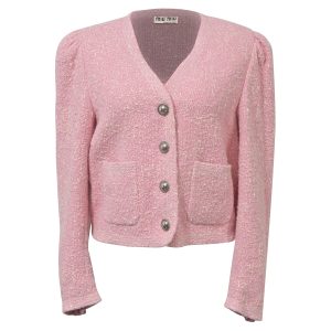 Miu Miu Tweed Jacke aus rosa Wolle 7766544810044