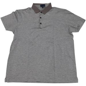 Lanvin Grosgrain Collar Poloshirt aus grauer Baumwolle 7766541205564