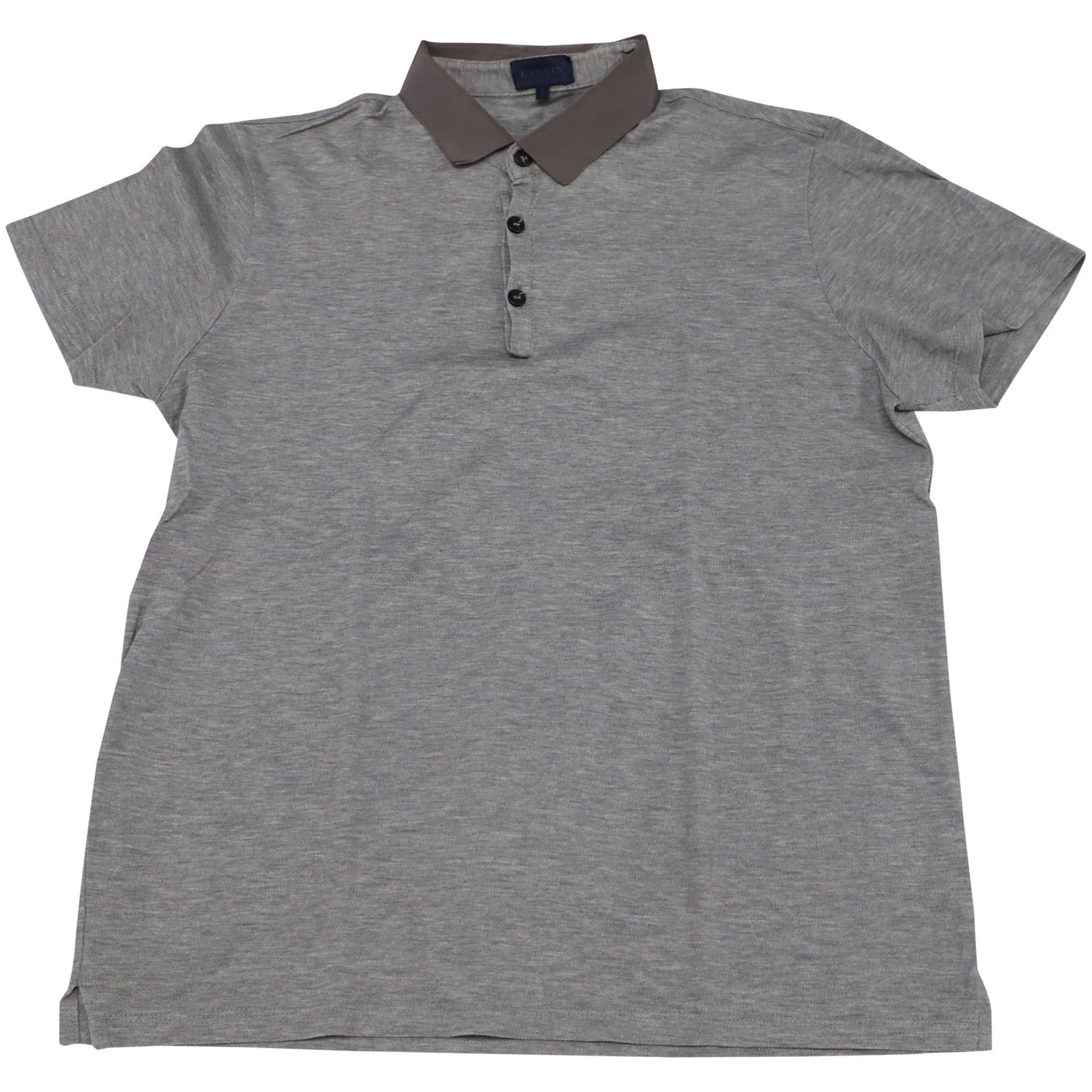 Lanvin Grosgrain Collar Poloshirt aus grauer Baumwolle