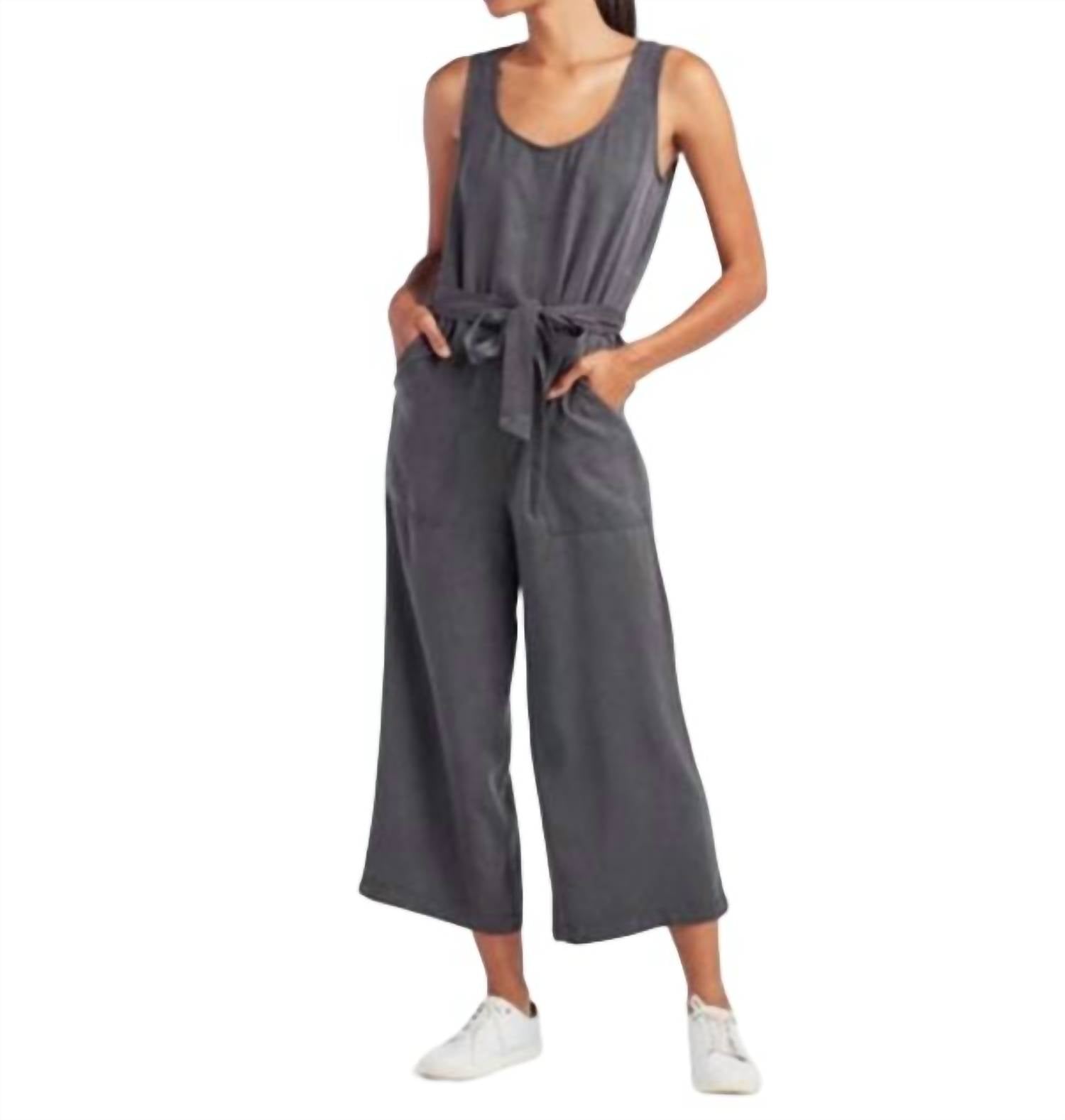 Weites Bein Jumpsuit in grau