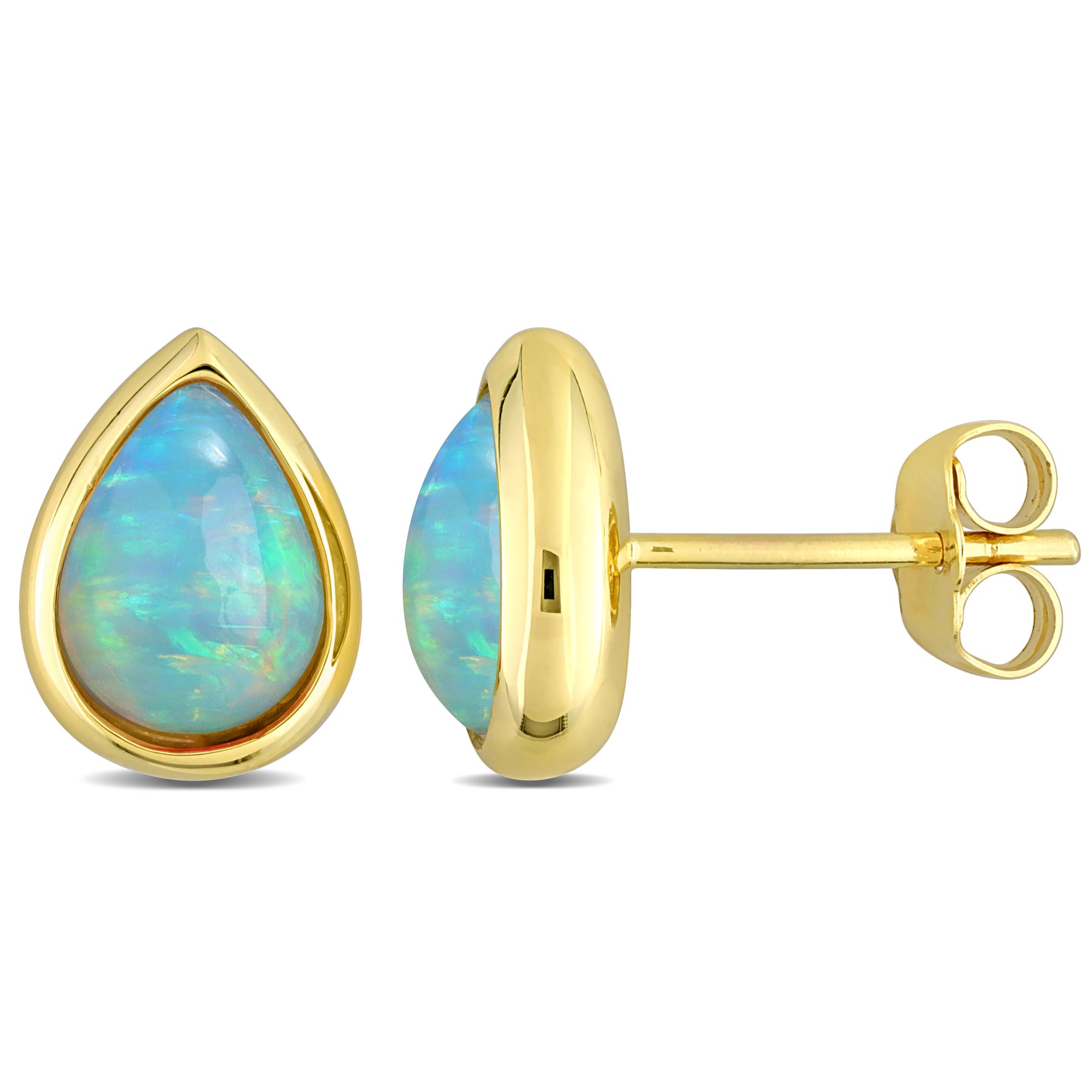 Mimi & Max 2 1/5ct TGW Ohrstecker aus äthiopischem blauem Opal in 10 Karat Gelbgold