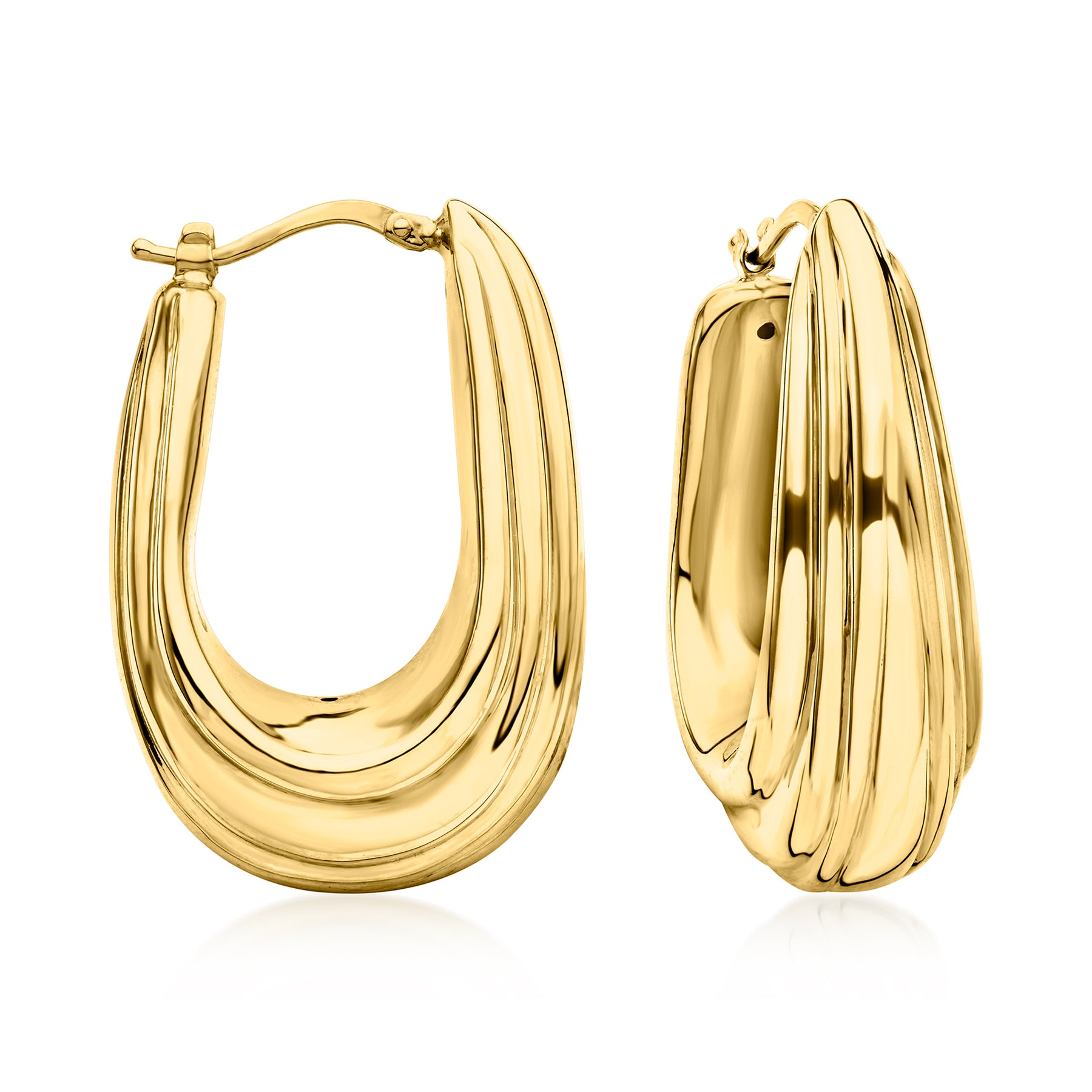 Ross-Simons Italienische 14kt Gelbgold geriffelt Creole Ohrringe