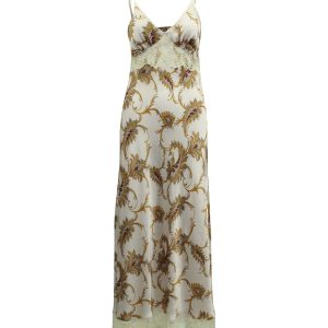 Paco Rabanne Lace-Trim Blumendruck Satin Slip Kleid in Pastell lila Polyester 7766542090300