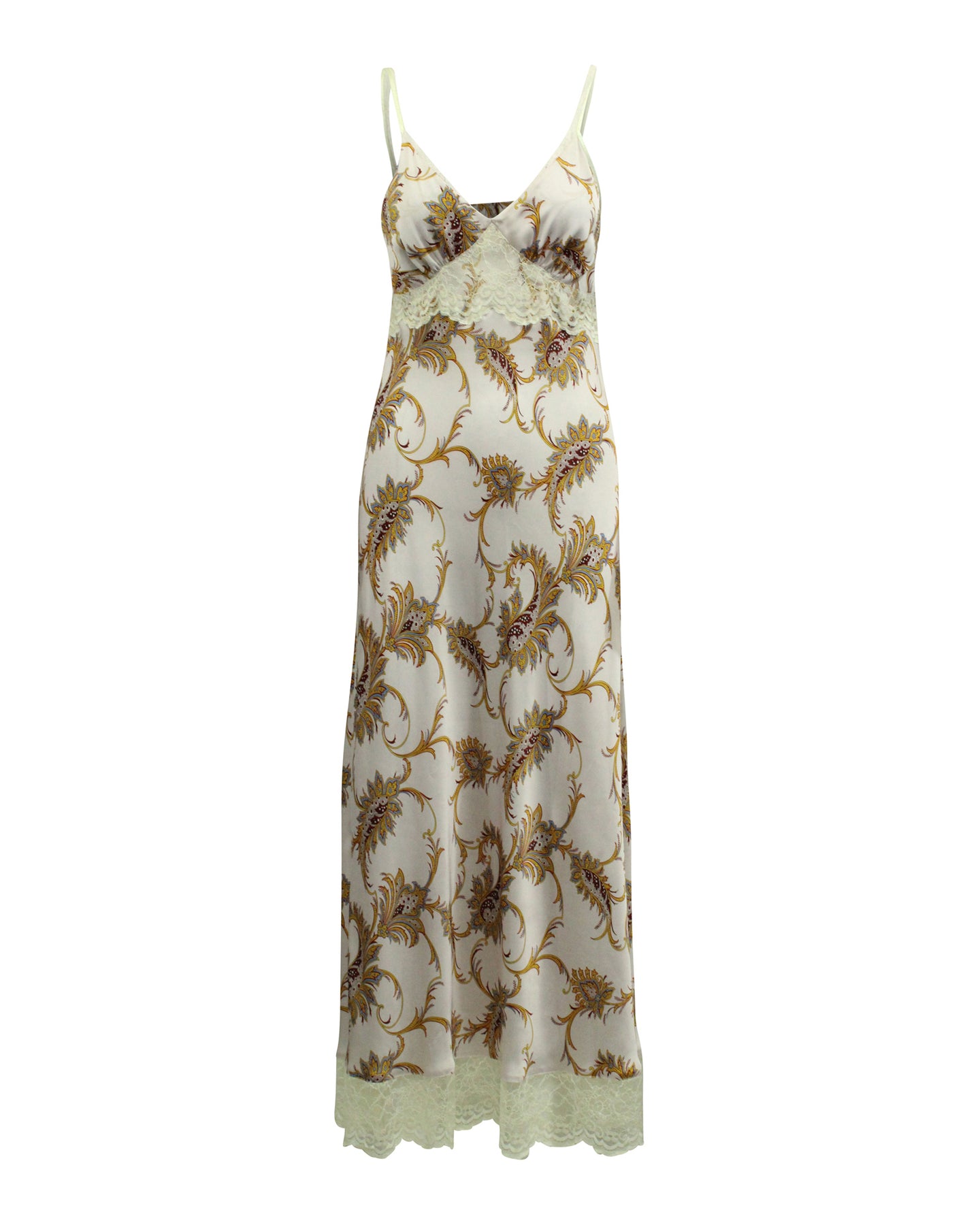 Paco Rabanne Spitze-Besatz Blumenmuster Satin Slip Kleid in Pastell lila Polyester