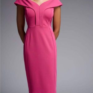 schulterfrei Schicht Kleid in Hibiskus