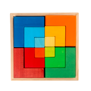 12 Stk GEBAUT Große Regenbogen Holz kreative Puzzle quadratische Blöcke mit Ablagefach