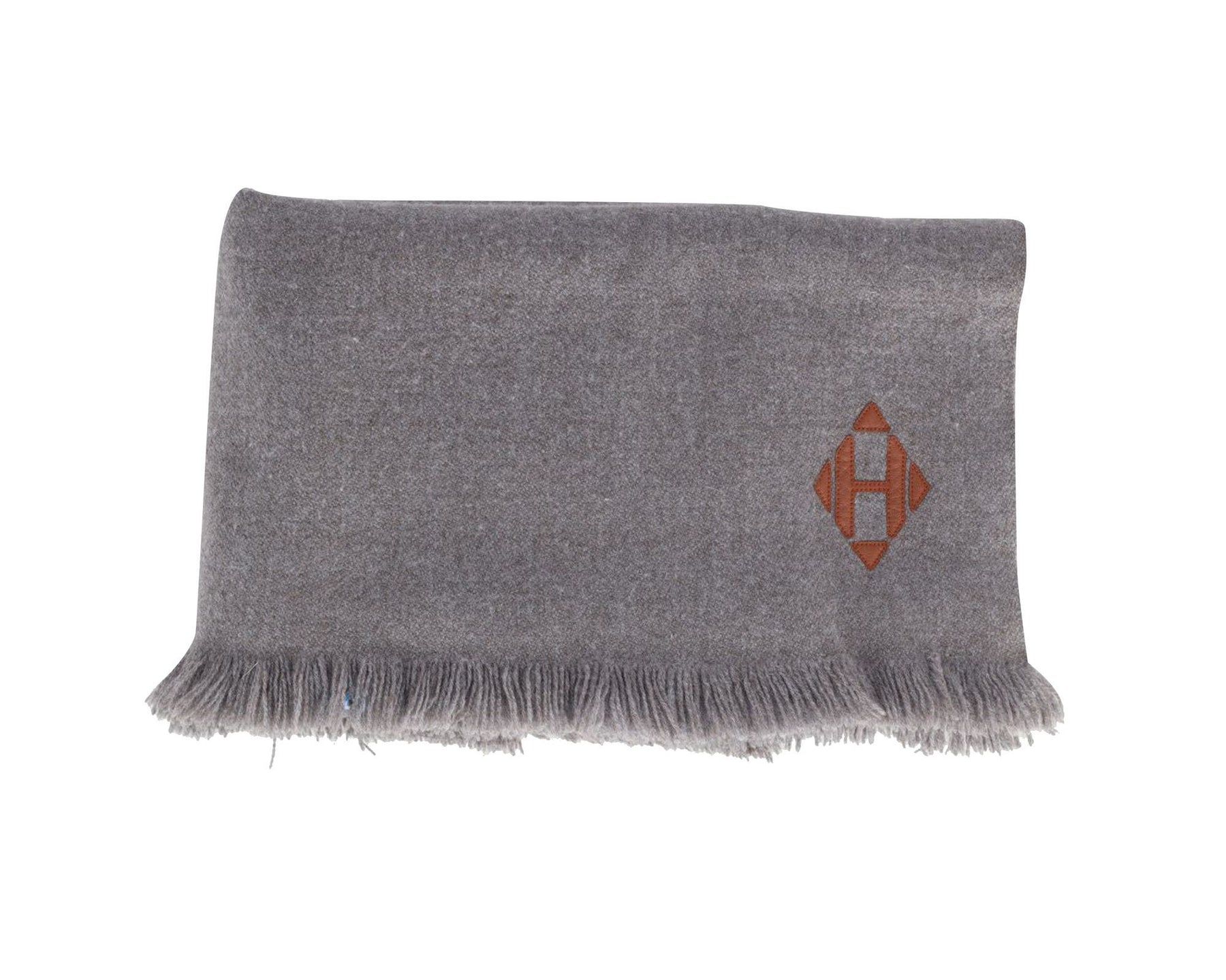 Hermès Fransen Stola in grauer Yakwolle