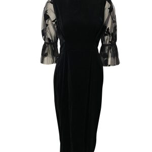 Mother of Pearl Faith Velvet and Flocked Tulle Kleid 7766515548220