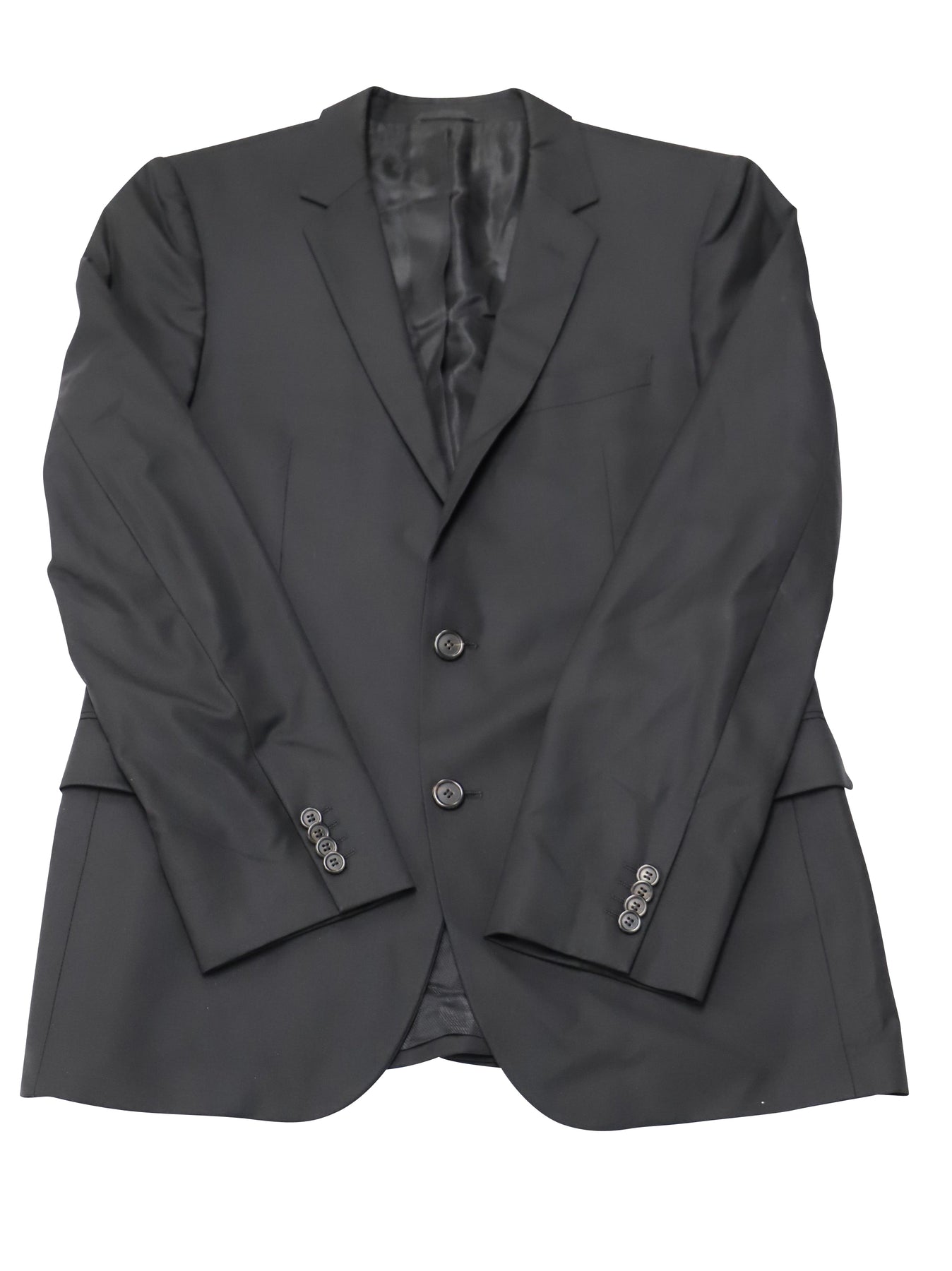 Hugo Boss Einreihiger Blazer aus schwarzer Wolle