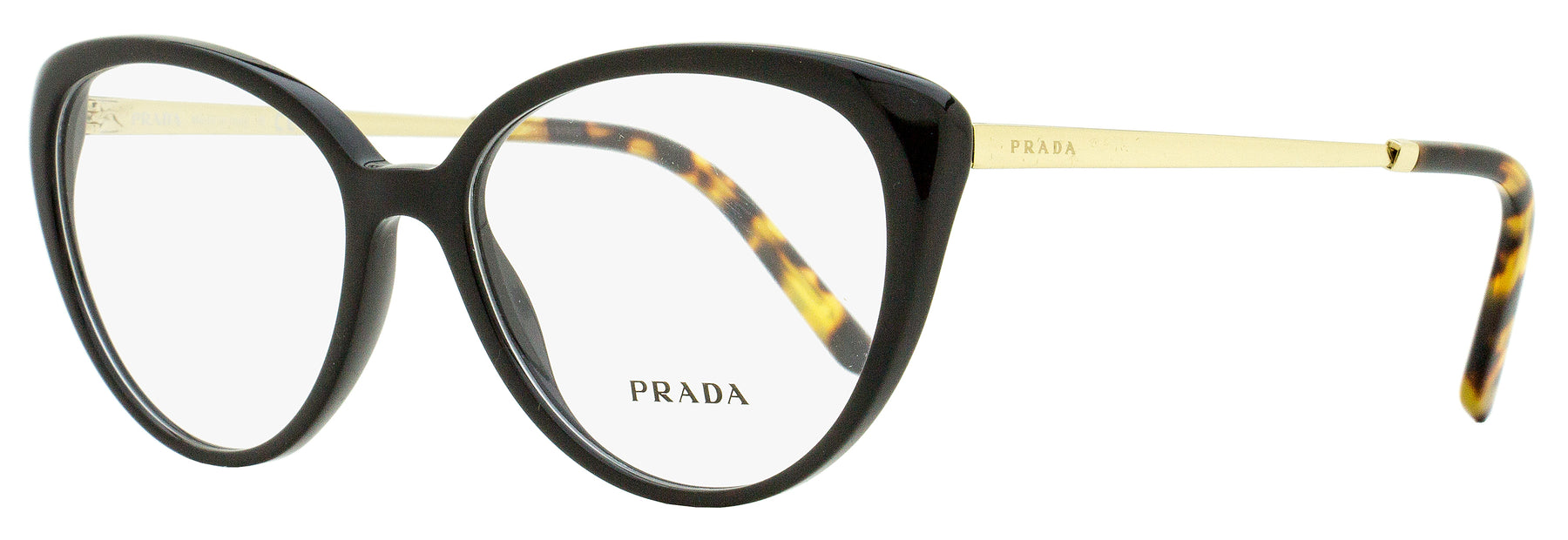 Prada Cat Eye Brillen für Damen VPR06W 1AB1O1 Schwarz/Gold 53mm