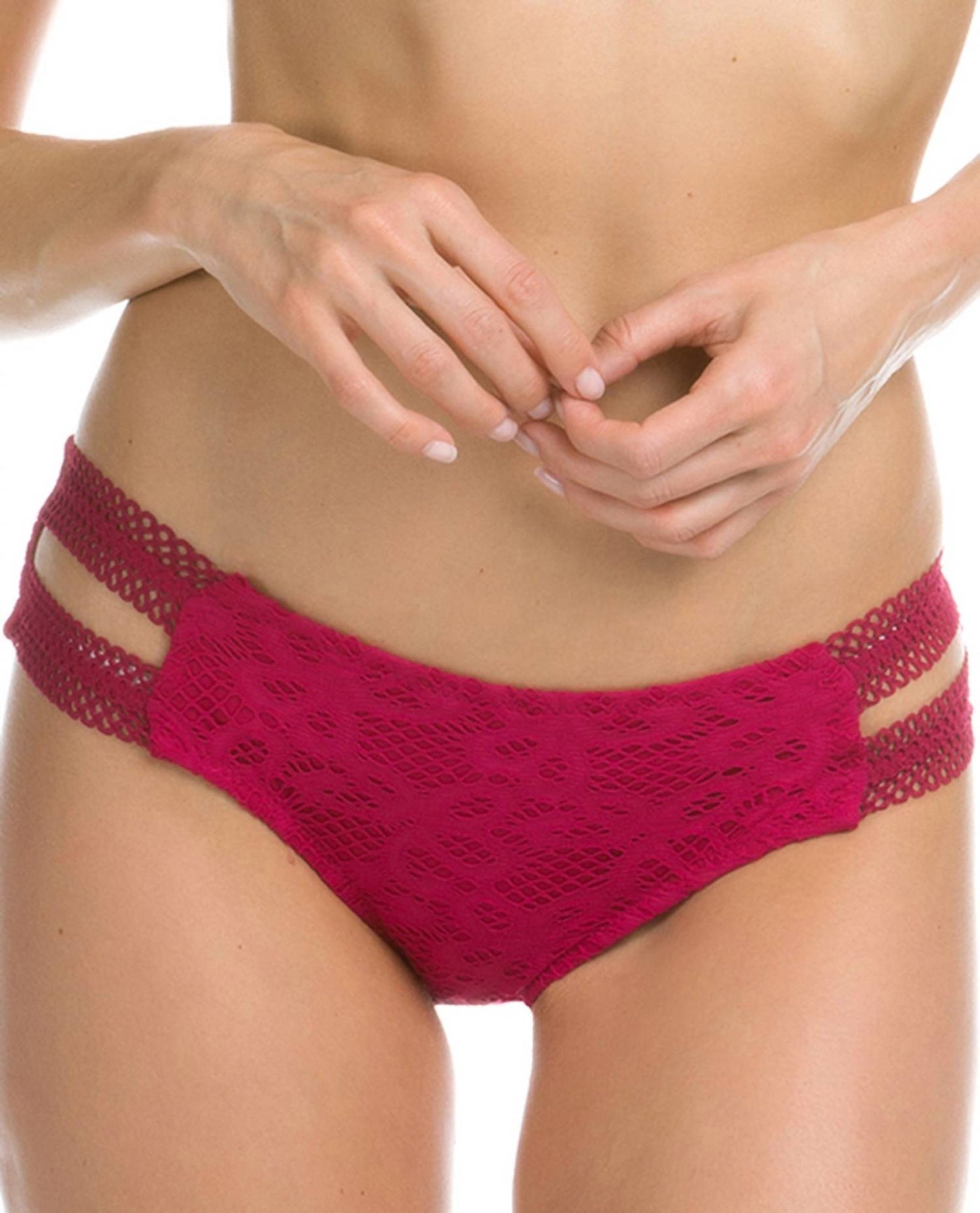 Damen Spitze American Hipster Bikini Bottom In Himbeere