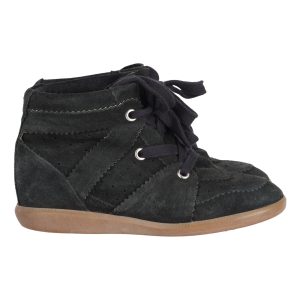 Isabel Marant Bobby High Top Wedge Sneakers aus schwarzem Wildleder