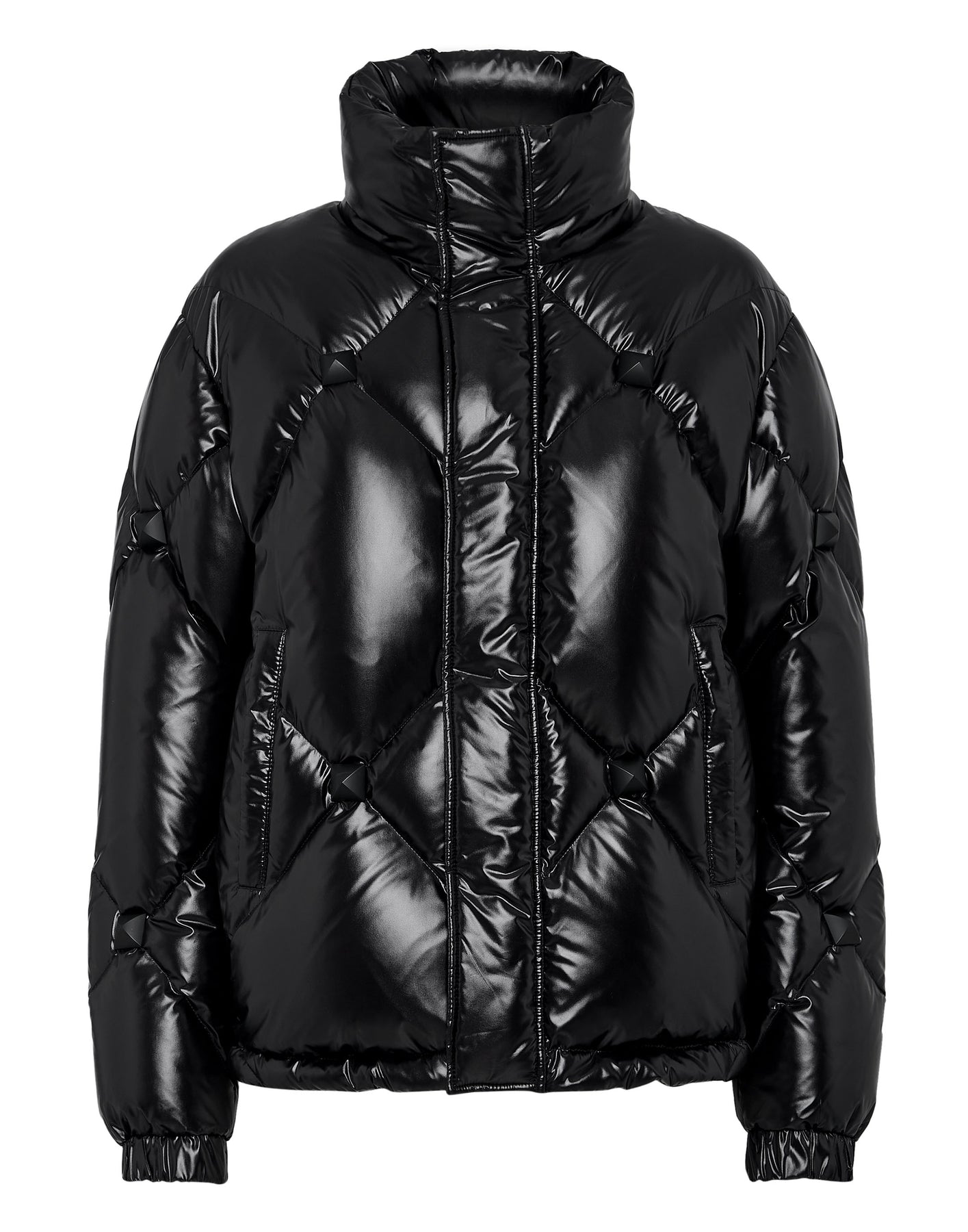 Kurze Pufferjacke Nylon Gummi Matt