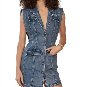 Becca Denim Kleid in blau Denim – 7676560605244