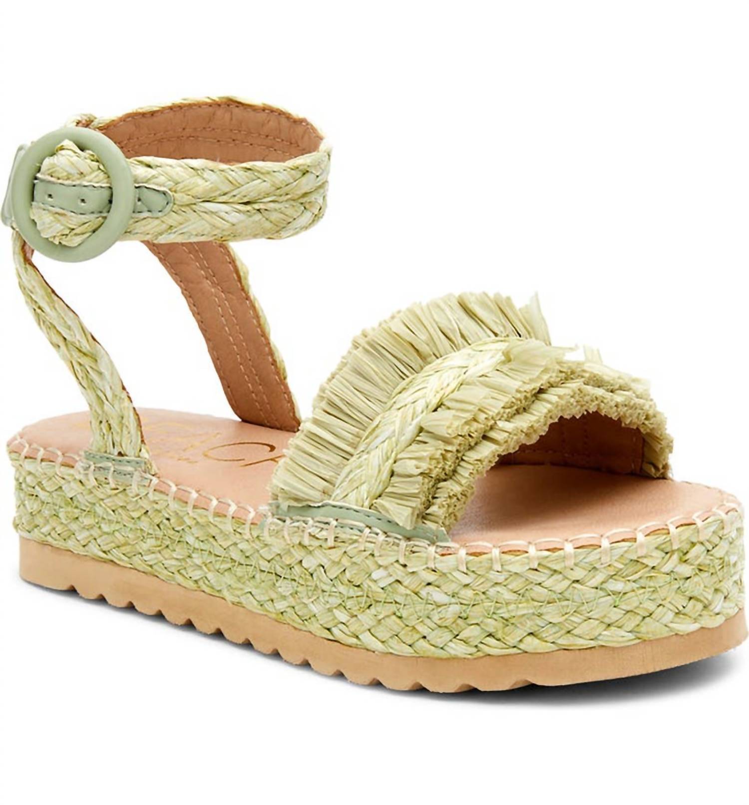 Sandalette in Limette mit Streifenmuster
