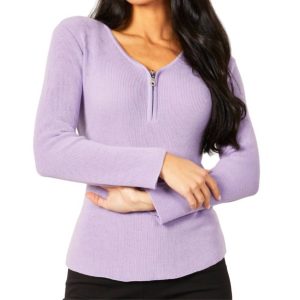 Zip V-Ausschnitt oben in lila