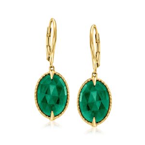 Ross-Simons Emerald Drop Ohrringe in 18kt Gold über Sterling