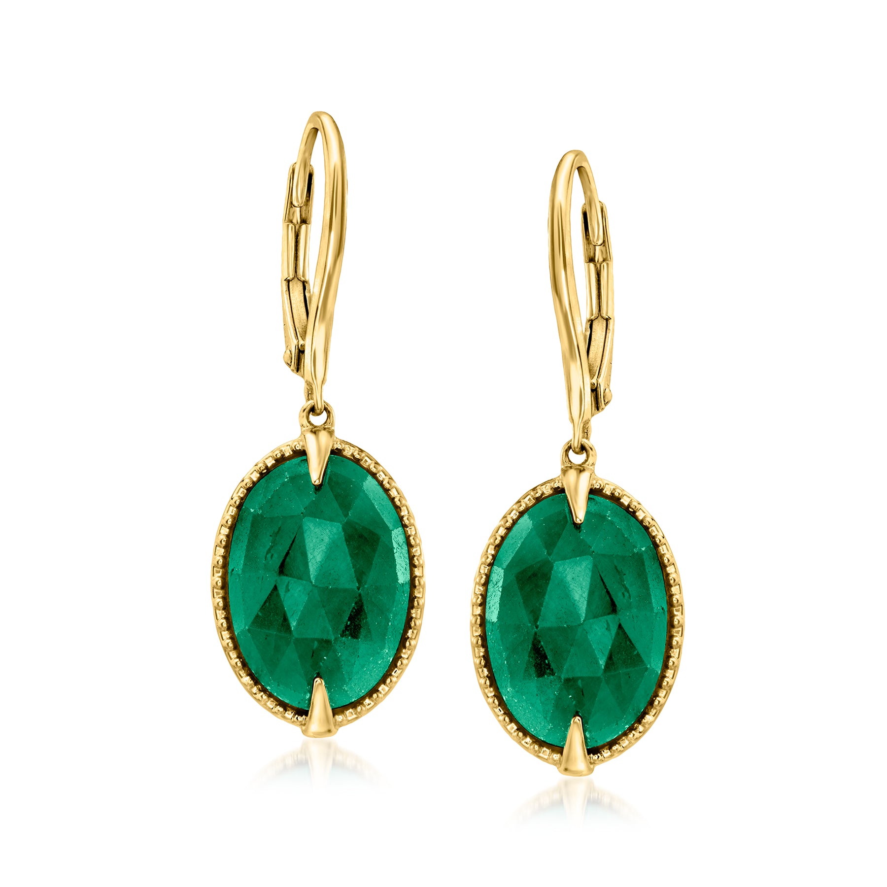 Ross-Simons Emerald Tropfen Ohrringe in 18kt Gold über Sterling