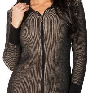 Two Tone Strickjacke mit Rippenmuster im Sand